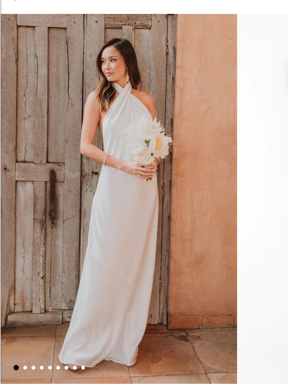 Show Me Your Mumu Jasmine Halter Dress White Ivory Luxe Satin XXS